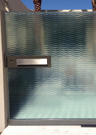 Gate Glass Insert with a sandblast Frosted Glass Patterns Design Custom-Designed Decorative Etched Glass