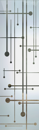 Interior Glass Insert with a sandblast Frosted Glass Geometric Design Custom-Designed Decorative Etched Glass