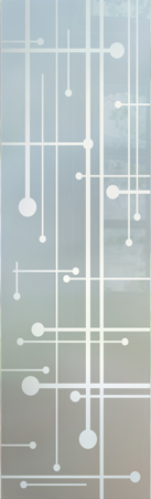 Door Glass Insert with a sandblast Frosted Glass Geometric Design Custom-Designed Decorative Etched Glass