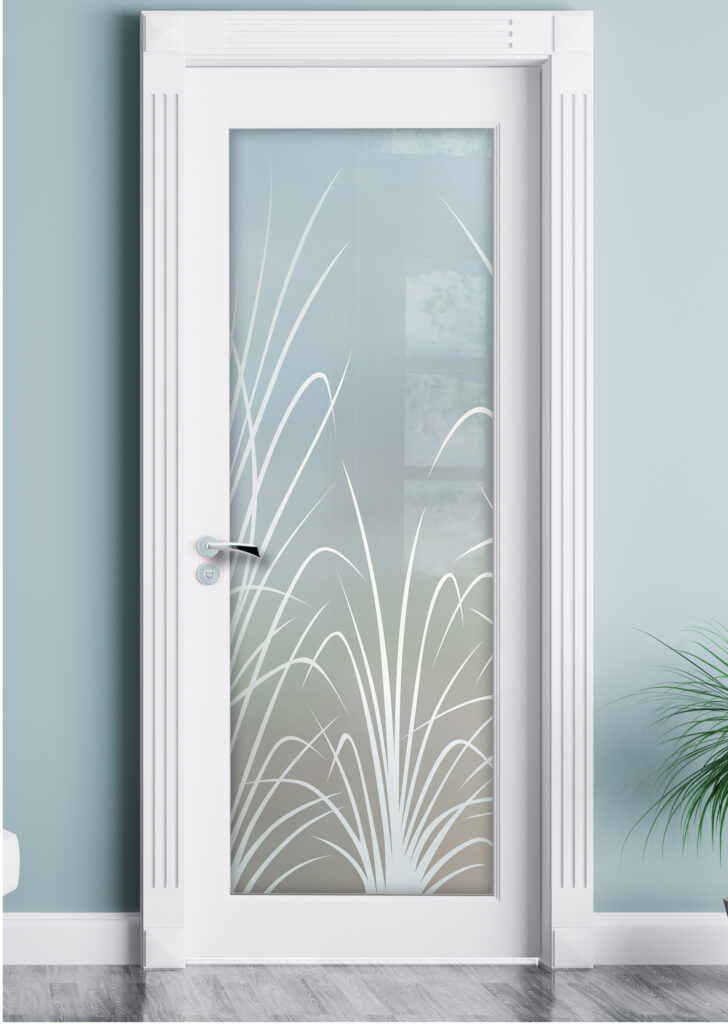 frosted glass door wispy reeds by sans soucie bohemian style design