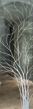 Art Glass Interior Insert Featuring Sandblast Frosted Glass by Sans Soucie for Not Private with Trees Wispy Tree Design