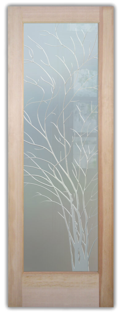 Single entry door with glass design Wispy Tree 3D Private