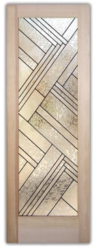 Semi-Private Interior Door with Sandblast Etched Glass Art by Sans Soucie Featuring Z Textures Traditional Design