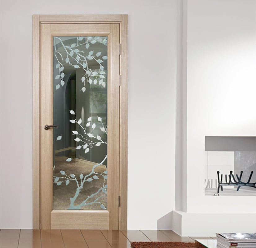 Cherry Tree Not Private 3D Clear interior glass door slab prehung doors
