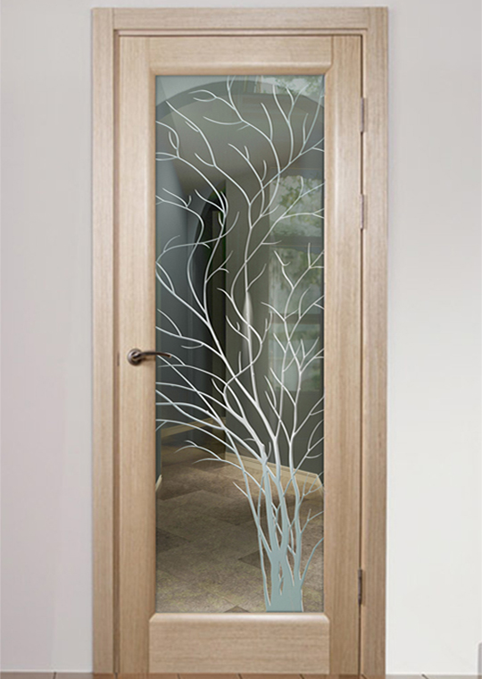 Wispy Tree Not Private 3D Clear Glass Door Insert Entry Door Interior Door Modern Decor Style Sans Soucie