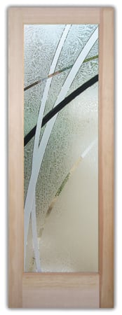 Front Door showcasing a Frosted Glass Geometric Design with Sandblast Etched Glass Art by Sans Soucie Arcos Design