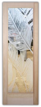 Interior Door with Frosted Glass Tropical Bahama Leaves Design by Sans Soucie