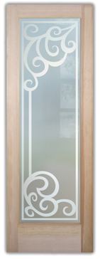 Handmade Sandblasted Frosted Glass Front Door for Private Featuring a Wrought Iron Design Concorde Square by Sans Soucie