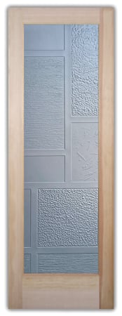 Interior Door featuring Frosted Glass Design Etched Glass by Sans Soucie Art Glass with Custom Geometric Design Diverse Squares
