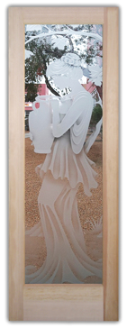 Art Glass Front Door Featuring Sandblast Frosted Glass by Sans Soucie for Semi-Private with Art Deco Fair Maiden Design