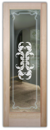 Front Door with a sandblast Frosted Glass Traditional Design Custom-Designed Decorative Etched Glass