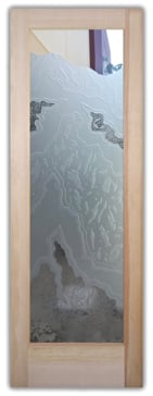 Handmade Sandblasted Frosted Glass Front Door for Semi-Private Featuring a Abstract Design Glacier III by Sans Soucie