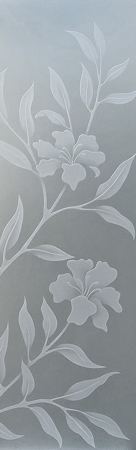 Door Glass Insert with a sandblast Frosted Glass Tropical Design Custom-Designed Decorative Etched Glass