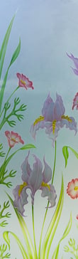 Interior Insert with Frosted Glass Floral Iris Poppy Design by Sans Soucie