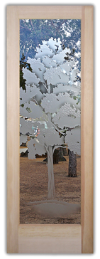 Front Door with a Frosted Glass Maple Trees Design for Semi-Private by Sans Soucie Art Glass