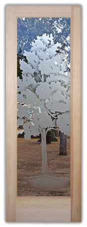 Interior Door with a Frosted Glass Maple Tree Design for Semi-Private by Sans Soucie Art Glass