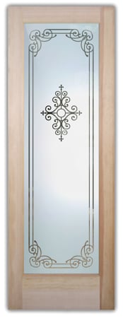 Interior Door featuring a Frosted Glass Wrought Iron Design Sandblast Etched Glass Maya Naples Design by Sans Soucie
