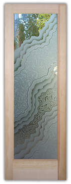 Custom-Designed Decorative Front Door with Sandblast Etched Glass by Sans Soucie Art Glass Handcrafted by Glass Artists