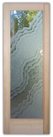 Interior Door with a sandblast Frosted Glass Abstract Design Custom-Designed Decorative Etched Glass