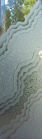Door Glass Insert with a sandblast Frosted Glass Abstract Design Custom-Designed Decorative Etched Glass
