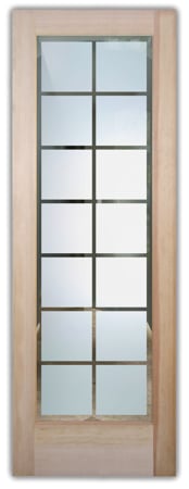 Front Door featuring Frosted Glass Design Etched Glass by Sans Soucie Art Glass with Custom Geometric Design Panes