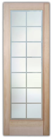 Interior Door featuring Frosted Glass Design Etched Glass by Sans Soucie Art Glass with Custom Geometric Design Panes