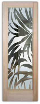 Handmade Sandblasted Frosted Glass Interior Door for Semi-Private Featuring a Tropical Design Tropical Breeze by Sans Soucie