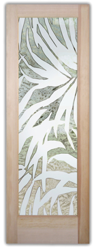 Handmade Sandblasted Frosted Glass Front Door for Semi-Private Featuring a Tropical Design Tropical Breeze by Sans Soucie