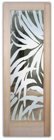 Front Door featuring a Frosted Glass Tropical Design Sandblast Etched Glass Tropical Breeze Design by Sans Soucie