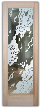 Art Glass Interior Door Featuring Sandblast Frosted Glass by Sans Soucie for Not Private with Abstract Amoeba Design