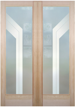 Interior Door with Frosted Glass Geometric Angled Bands Design by Sans Soucie