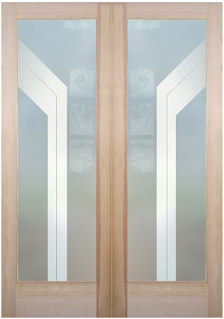 Interior Door with Frosted Glass Geometric Angled Bands Design by Sans Soucie