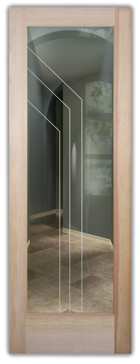 Interior Door with a Frosted Glass Angled Pinstripe Geometric Design for Not Private by Sans Soucie Art Glass