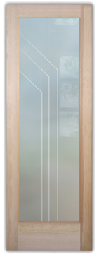 Front Door with a Frosted Glass Angled Pinstripe Geometric Design for Private by Sans Soucie Art Glass