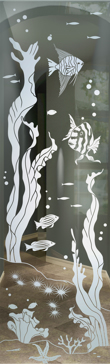 Handmade Sandblasted Frosted Glass Interior Insert for Not Private Featuring a Oceanic Design Aquarium Fish by Sans Soucie