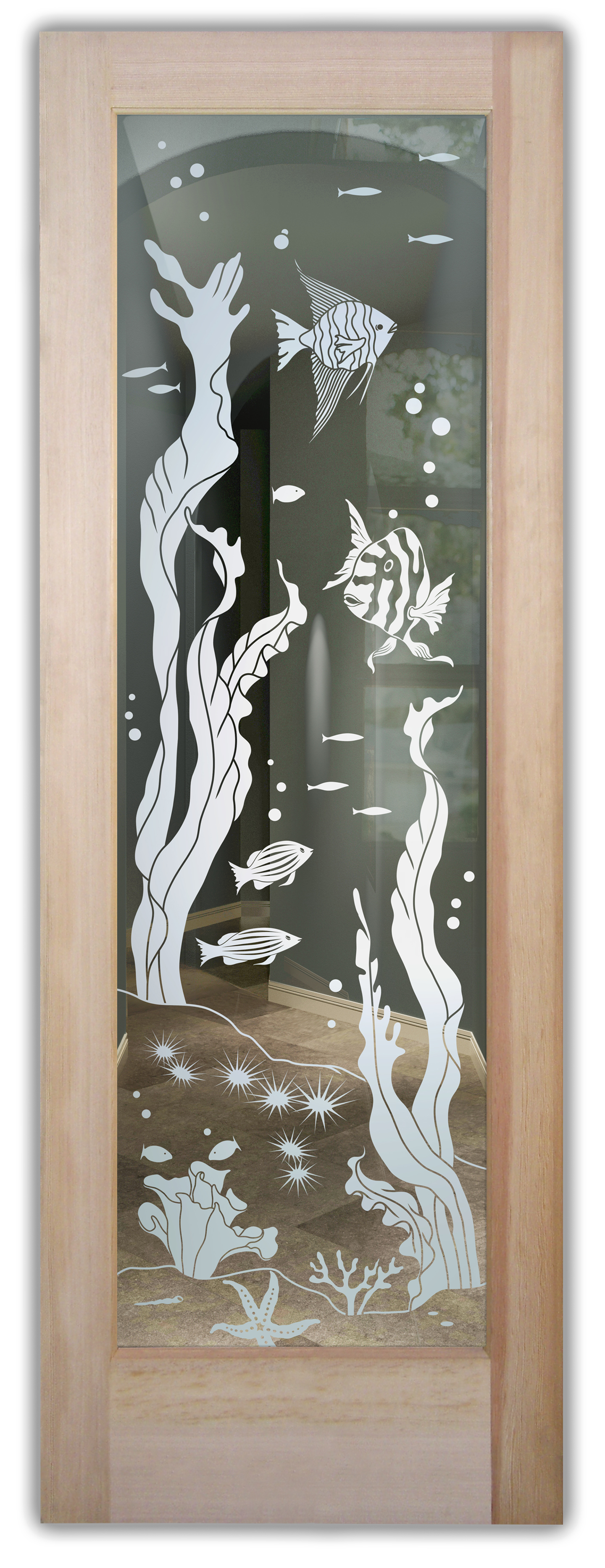 Frosted Sandblasted Glass 1D Design: Aquarium Fish 1D Positive - NOT Private