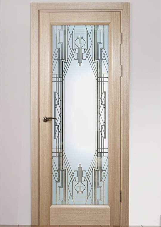 Art Deco Semi-Private 1D Negative Frosted Glass Pantry Door Vintage Decor Sans Soucie Art Glass
