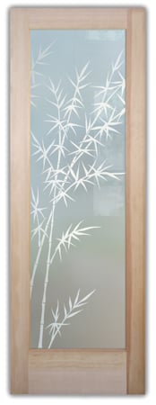Pantry Door with a Frosted Glass Bamboo Forest Asian Design for Semi-Private by Sans Soucie Art Glass