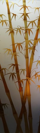 Door Glass Insert showcasing a Frosted Glass Asian Design with Sandblast Etched Glass Art by Sans Soucie Bamboo Shoots II Copper Design