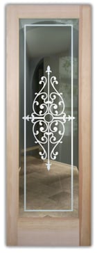 Front Door with Frosted Glass Wrought Iron Barcelona Design by Sans Soucie