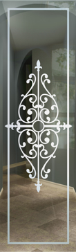 Interior Insert with Frosted Glass Wrought Iron Barcelona Design by Sans Soucie