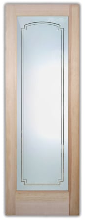 Front Door featuring a Frosted Glass Borders Design Sandblast Etched Glass Arched Stepped Corners 1 Design by Sans Soucie