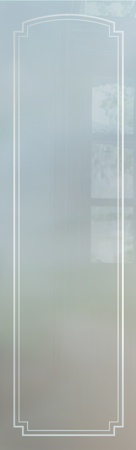 Interior Glass Insert featuring a Frosted Glass Borders Design Sandblast Etched Glass Arched Stepped Corners 1 Design by Sans Soucie