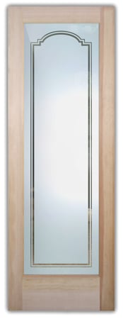 Front Door with a sandblast Frosted Glass Borders Design Custom-Designed Decorative Etched Glass