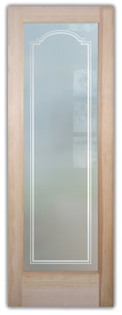 Interior Door with a sandblast Frosted Glass Borders Design Custom-Designed Decorative Etched Glass