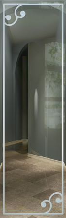 Door Glass Insert featuring Frosted Glass Design Etched Glass by Sans Soucie Art Glass with Custom Borders Design Barcelona Border