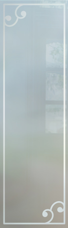 Interior Glass Insert featuring Frosted Glass Design Etched Glass by Sans Soucie Art Glass with Custom Borders Design Barcelona Border