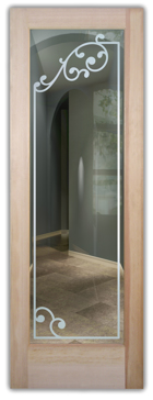 Handmade Sandblasted Frosted Glass Interior Door for Not Private Featuring a Borders Design Barcelona Border II by Sans Soucie