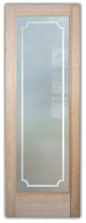 Interior Door with a sandblast Frosted Glass Borders Design Custom-Designed Decorative Etched Glass