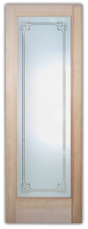 Front Door with a sandblast Frosted Glass Borders Design Custom-Designed Decorative Etched Glass